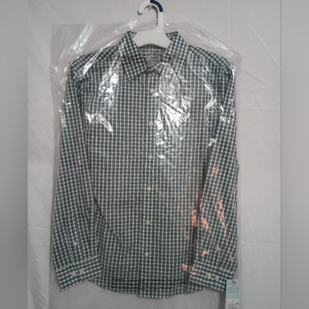 Boy's L Checkered Shirt - Green and White